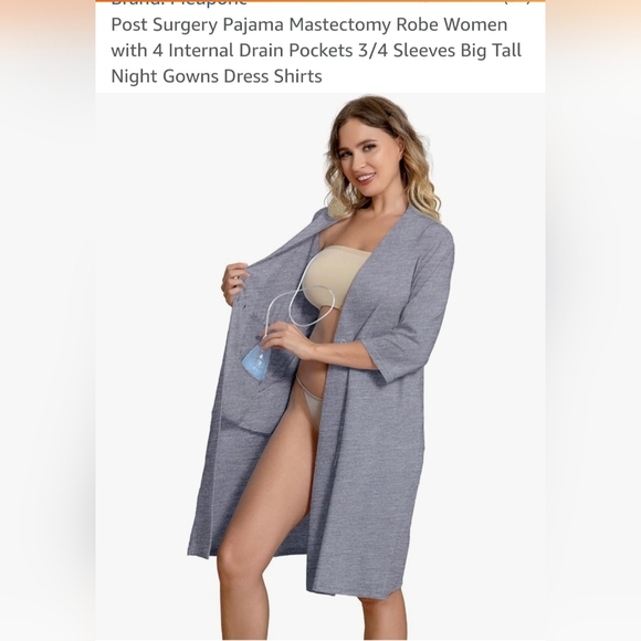 Post tummy tuck/mastectomy robe with drain pockets - Picture 1 of 3